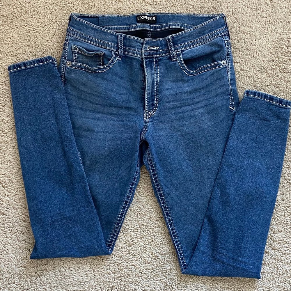 Express Mid Rise Thick Stitch Ankle Leggings